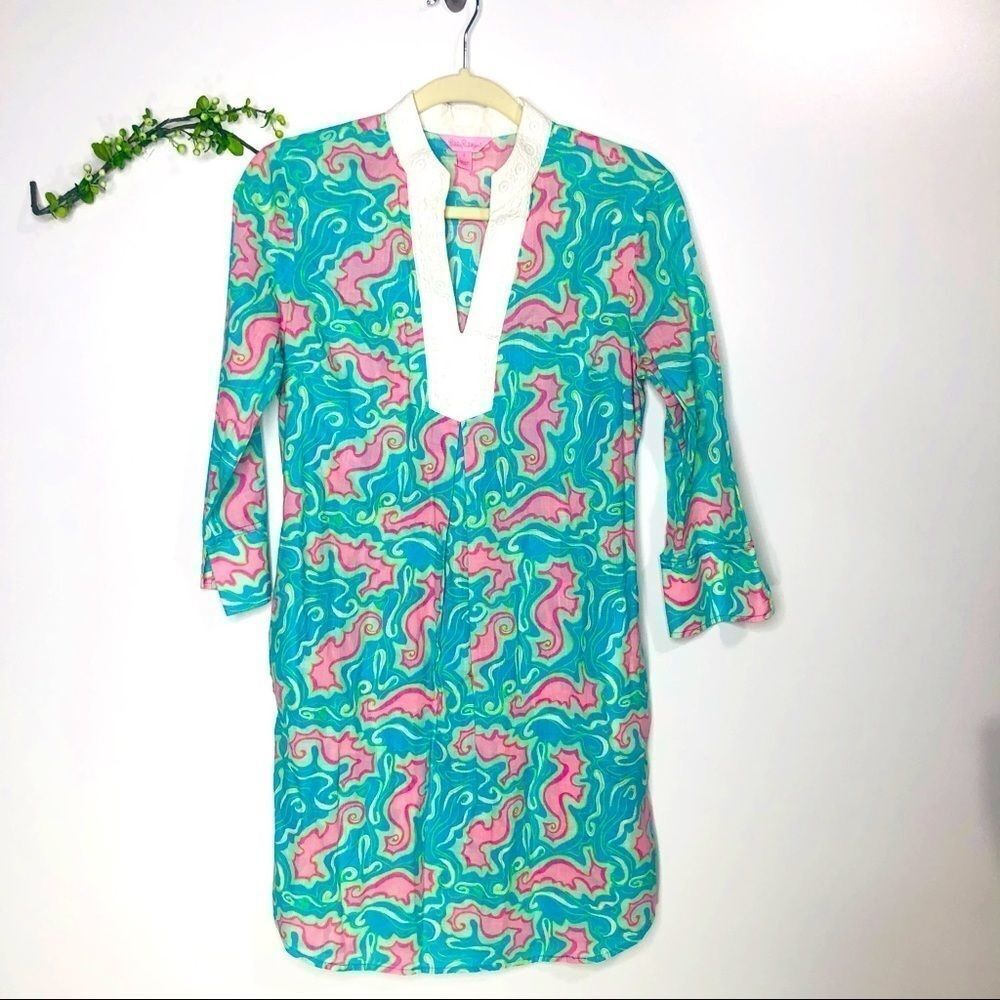 Lilly Pulitzer Seahorse Shift Dress Longsleeve